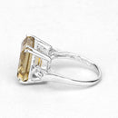 11.45 Carat Genuine Lemon Quartz and White Topaz .925 Sterling Silver Ring-10