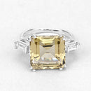 11.45 Carat Genuine Lemon Quartz and White Topaz .925 Sterling Silver Ring-12