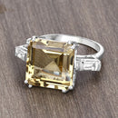 11.45 Carat Genuine Lemon Quartz and White Topaz .925 Sterling Silver Ring-13