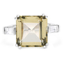 11.45 Carat Genuine Lemon Quartz and White Topaz .925 Sterling Silver Ring-7