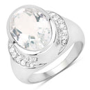 5.38 Carat Genuine Crystal Quartz and White Diamond .925 Sterling Silver Ring-1