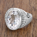 5.38 Carat Genuine Crystal Quartz and White Diamond .925 Sterling Silver Ring-4