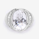 5.38 Carat Genuine Crystal Quartz and White Diamond .925 Sterling Silver Ring-8