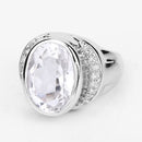 5.38 Carat Genuine Crystal Quartz and White Diamond .925 Sterling Silver Ring-9