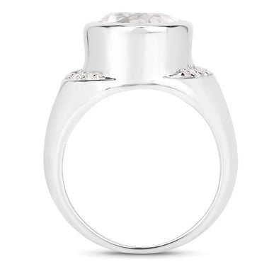 5.38 Carat Genuine Crystal Quartz and White Diamond .925 Sterling Silver Ring - 0