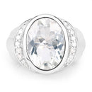 5.38 Carat Genuine Crystal Quartz and White Diamond .925 Sterling Silver Ring-3