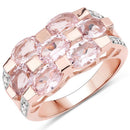 2.65 Carat Genuine Morganite and White Diamond .925 Sterling Silver Ring-2