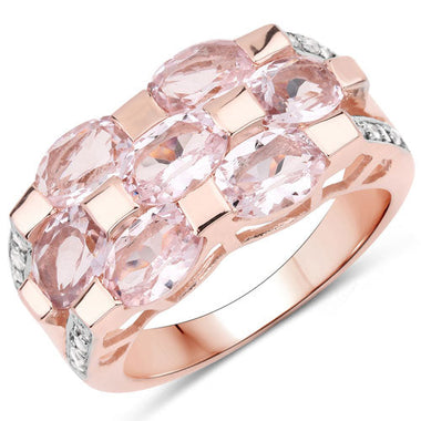 2.65 Carat Genuine Morganite and White Diamond .925 Sterling Silver Ring - 0