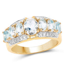 1.93 Carat Genuine Aquamarine and White Diamond .925 Sterling Silver Ring-4