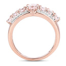 2.15 Carat Genuine Morganite and White Diamond .925 Sterling Silver Ring-5