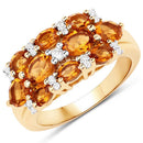 14K Yellow Gold Plated 2.48 Carat Genuine Citrine & White Topaz .925 Sterling Silver Ring-4
