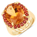 9.38 Carat Genuine Citrine and Orange Sapphire .925 Sterling Silver Ring-5