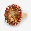 9.38 Carat Genuine Citrine and Orange Sapphire .925 Sterling Silver Ring-8
