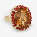 9.38 Carat Genuine Citrine and Orange Sapphire .925 Sterling Silver Ring-9
