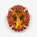 9.38 Carat Genuine Citrine and Orange Sapphire .925 Sterling Silver Ring-12