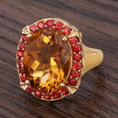 9.38 Carat Genuine Citrine and Orange Sapphire .925 Sterling Silver Ring-13