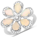 1.71 Carat Genuine Ethiopian Opal and White Topaz .925 Sterling Silver Ring Ring-4