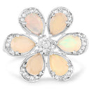 1.71 Carat Genuine Ethiopian Opal and White Topaz .925 Sterling Silver Ring Ring-7