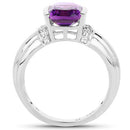 1.52 Carat Genuine Amethyst and White Topaz .925 Sterling Silver Ring-5