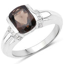 2.03 Carat Genuine Smoky Quartz & White Topaz .925 Sterling Silver Ring-4