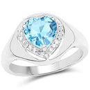 2.23 Carat Genuine Swiss Blue Topaz and White Topaz .925 Sterling Silver Ring-4