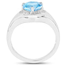 2.23 Carat Genuine Swiss Blue Topaz and White Topaz .925 Sterling Silver Ring-5