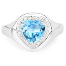 2.23 Carat Genuine Swiss Blue Topaz and White Topaz .925 Sterling Silver Ring-6