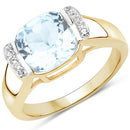14K Yellow Gold Plated 3.62 Carat Genuine Blue Topaz & White Topaz .925 Sterling Silver Ring-4