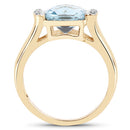 14K Yellow Gold Plated 3.62 Carat Genuine Blue Topaz & White Topaz .925 Sterling Silver Ring-5