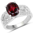 3.23 Carat Genuine Rhodolite and White Topaz .925 Sterling Silver Ring-4