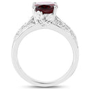 3.23 Carat Genuine Rhodolite and White Topaz .925 Sterling Silver Ring-5