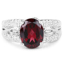 3.23 Carat Genuine Rhodolite and White Topaz .925 Sterling Silver Ring-6