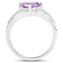 1.32 Carat Genuine Amethyst & White Topaz .925 Sterling Silver Ring-5