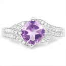 1.32 Carat Genuine Amethyst & White Topaz .925 Sterling Silver Ring-6