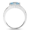 2.06 Carat Genuine Blue Topaz and White Topaz .925 Sterling Silver Ring-5
