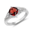 1.67 Carat Genuine Garnet and White Topaz .925 Sterling Silver Ring-4
