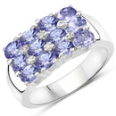 2.07 Carat Genuine Tanzanite and White Diamond .925 Sterling Silver Ring-4