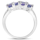 2.07 Carat Genuine Tanzanite and White Diamond .925 Sterling Silver Ring-5