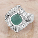 "2.57 Carat Genuine Emerald, White Topaz and White Diamond .925 Sterling Silver Ring-4