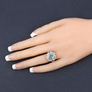 "2.57 Carat Genuine Emerald, White Topaz and White Diamond .925 Sterling Silver Ring-5