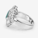 "2.57 Carat Genuine Emerald, White Topaz and White Diamond .925 Sterling Silver Ring-7