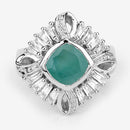 "2.57 Carat Genuine Emerald, White Topaz and White Diamond .925 Sterling Silver Ring-8
