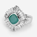 "2.57 Carat Genuine Emerald, White Topaz and White Diamond .925 Sterling Silver Ring-9