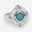 "2.57 Carat Genuine Emerald, White Topaz and White Diamond .925 Sterling Silver Ring-10