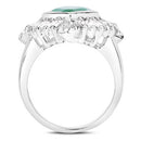 "2.57 Carat Genuine Emerald, White Topaz and White Diamond .925 Sterling Silver Ring-2