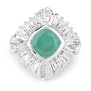 "2.57 Carat Genuine Emerald, White Topaz and White Diamond .925 Sterling Silver Ring-3