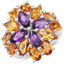 7.96 Carat Genuine Amethyst & Madeira Citrine .925 Sterling Silver Ring-4