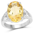 4.55 Carat Genuine Citrine and White Diamond .925 Sterling Silver Ring-2