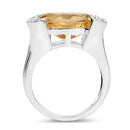4.55 Carat Genuine Citrine and White Diamond .925 Sterling Silver Ring-5