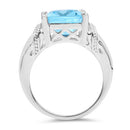 8.89 Carat Genuine Swiss Blue Topaz .925 Sterling Silver Ring-5